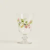 Wine Glass With Floral Silk Screen