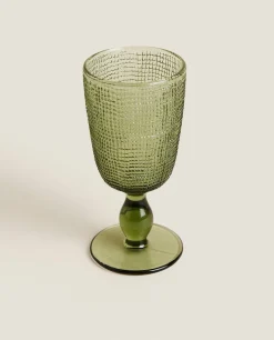 Wine Glass With Raised Design