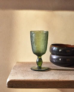 Wine Glass With Raised Design