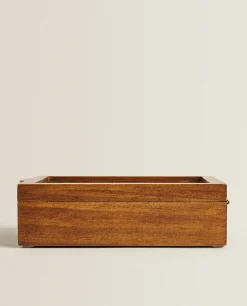 Wood And Linen Jewelry Box