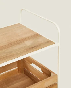 Wood And Metal Storage Cart