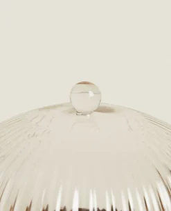 Wooden And Glass Cake Plate