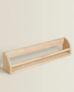 Wooden Shelf With Front Bar