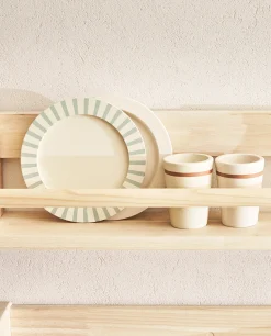 Wooden Shelf With Front Bar