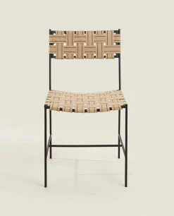 Woven Jute And Metal Chair